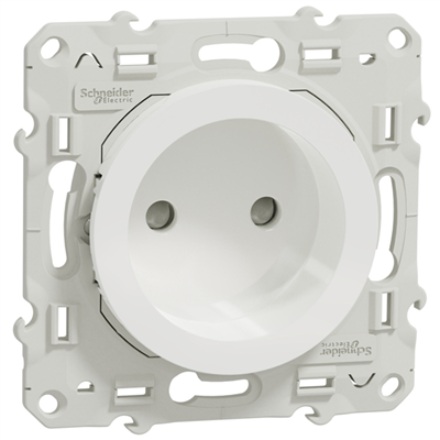 Prise de courant 2P sans terre Schneider Odace avec support de fixation à visser - blanc - 16 A - 250 V