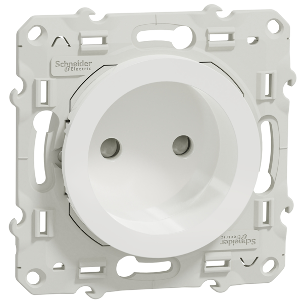Prise de courant 2P sans terre Schneider Odace avec support de fixation à visser - blanc - 16 A - 250 V
