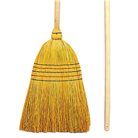 Balai d'extérieur en paille de riz Brosserie Thomas qualité supérieure 5 fils avec manche