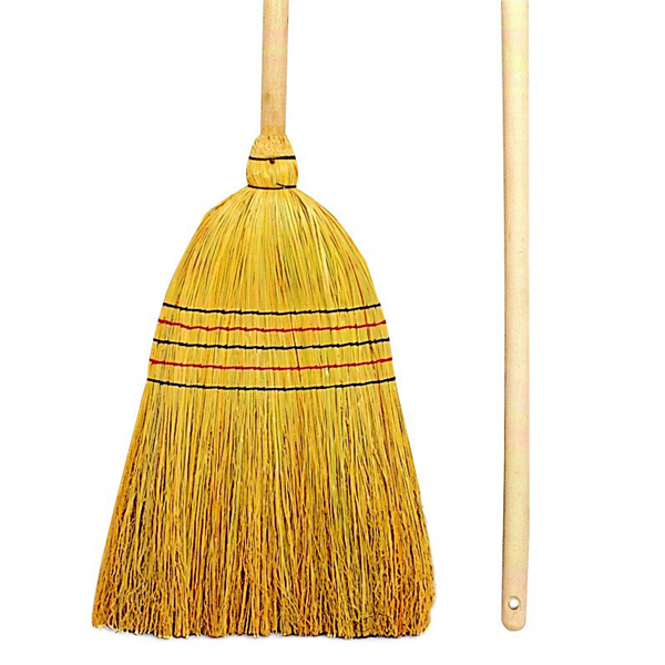 Balai d'extérieur en paille de riz Brosserie Thomas qualité supérieure 5 fils avec manche