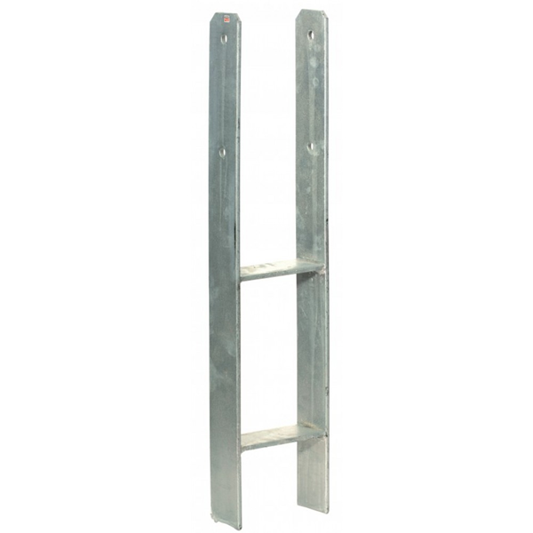 Pied de poteau en H à sceller pour ancrage bois largeur 91 mm hauteur 600 mm