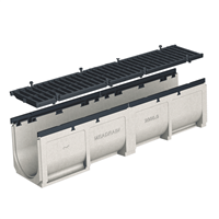Caniveau en béton polymère MEADRAIN EN 2000 avec feuillures fonte et grille fonte D400 - Largeur 200,0 mm - Longueur 1 m