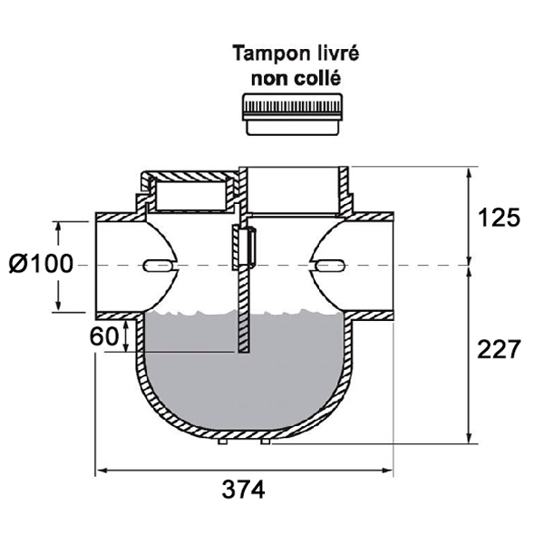 Siphon disconnecteur monobloc Femelle/Femelle sans bouchon - ø 100 mm
