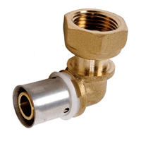 Raccord PER coudé 90° à sertir par écrasement avec écrou femelle tournant 3/8" en laiton - SERTIpress - pour tube Ø12 mm