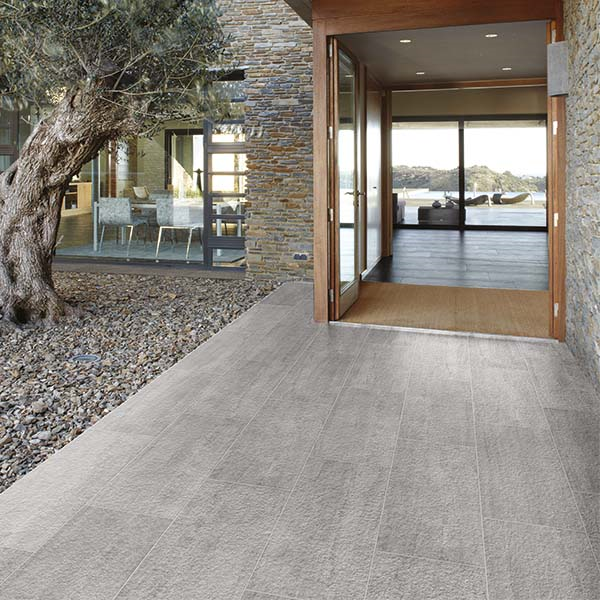 Carrelage sol extérieur effet pierre KALÉIDO GRIP - Cenere - 60 CM x 30 CM - Ép.9 MM