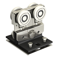 Monture simple de portail en porte-à-faux Mantion 9962N pour rail alu 10600 PAF avec 4 galets à bandage nylon - Lot de 2