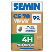 Enduit à joint éco-responsable pour plaques de plâtre - prise rapide 4H - CE 78 99. Semin - Sac de 25,0 KG