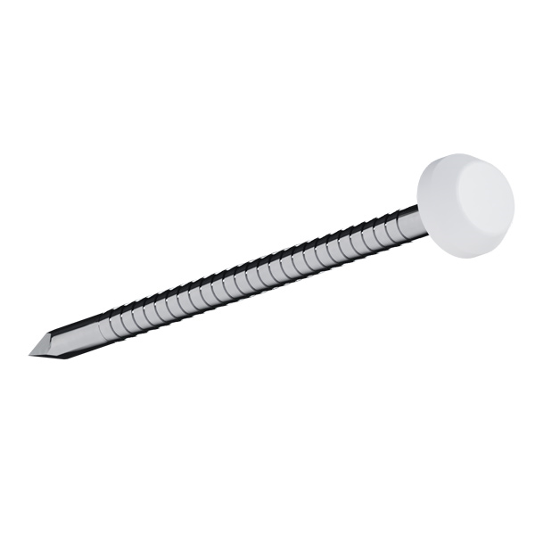 Pointe inox tête PVC Blanc pour fixation planche de rive Rivecel 16 et 20 mm - RCT5 - Longueur 50 mm - Boîte de 100