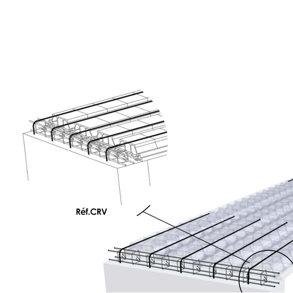 Chapeau de rive pour plancher poutrelle - toute zone sismique - 90,0 CM x 11,0 CM - diamètre de tige 8,0 MM