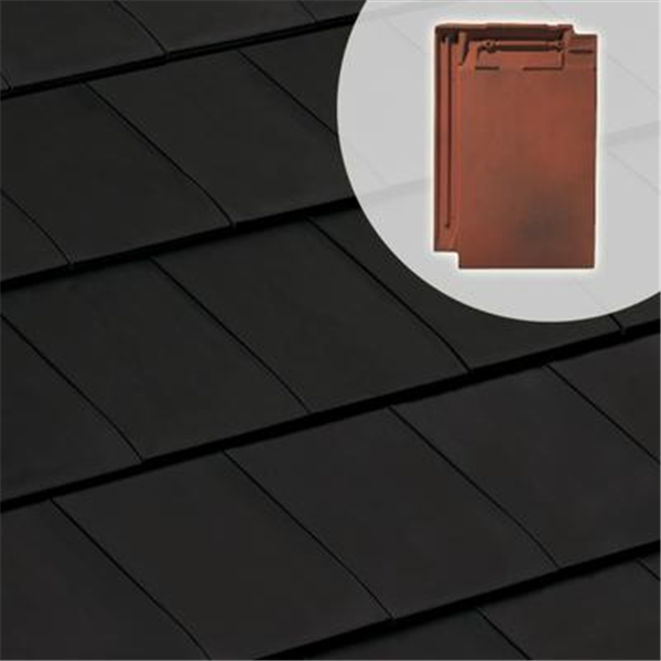 Tuile en terre cuite grand moule aspect plat - Signy - Anthracite