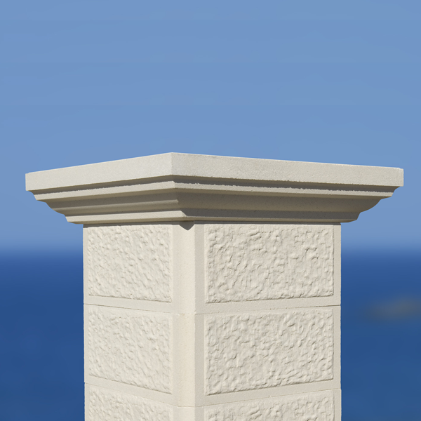Chapiteau de colonne en béton décoratif Blanc - 50 x 50 cm - hauteur 10,00 CM