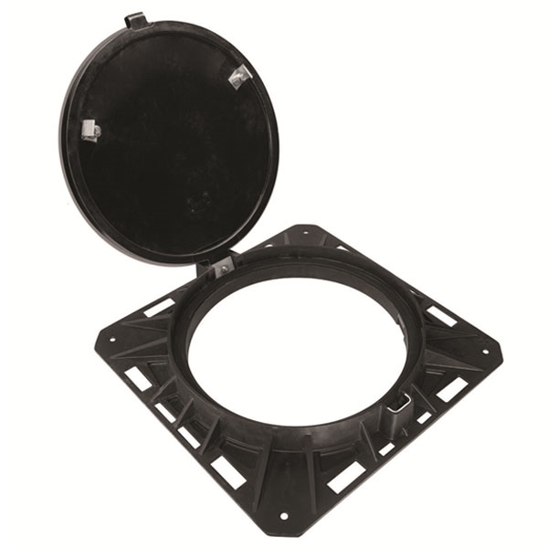 Tampon de regard composite rond - KIO 850 D400 - verrouillage automatique et charnière articulée - Diamètre 600 mm