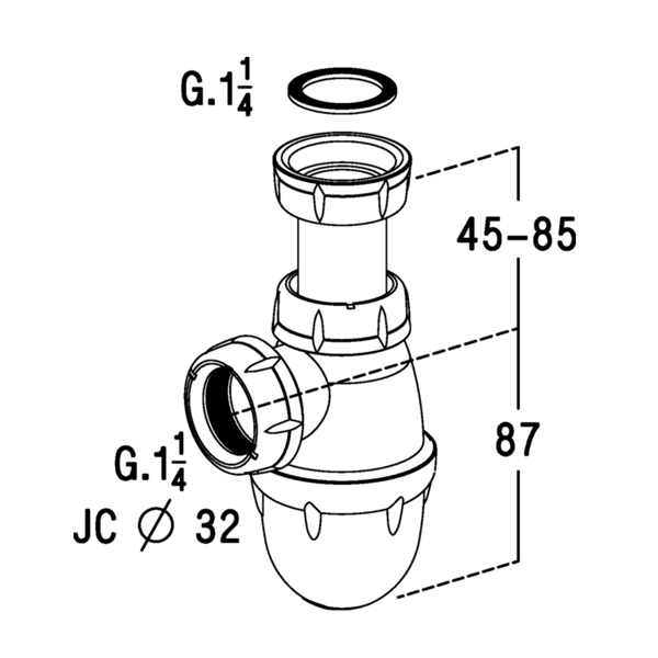 L211-SIPHON LAVABO TUBE REGL. 1 1/4