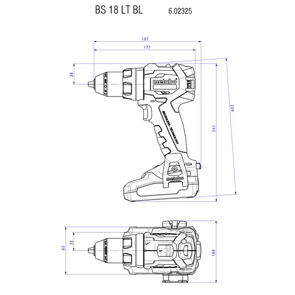 Perceuse visseuse sans fil 18V 5,2 Ah - Metabo BS 18 LT BL - en coffret avec batterie et chargeur