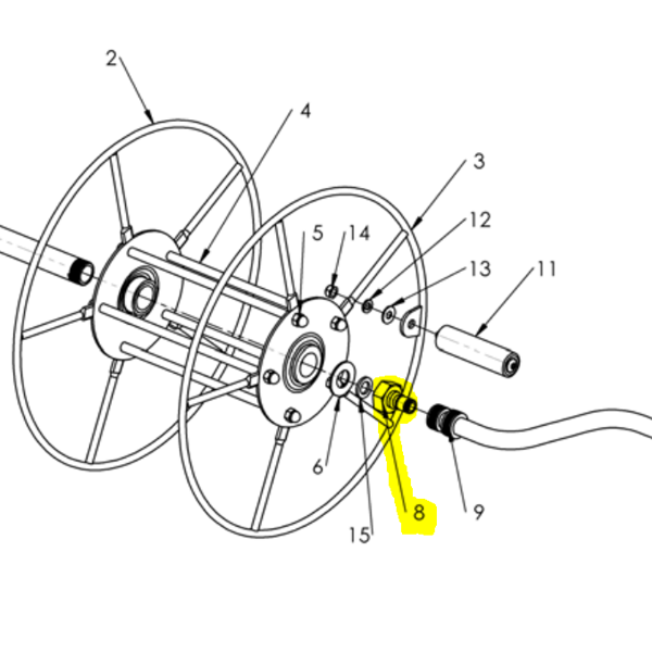 Raccord droit en laiton Edia pour dévidoir mural métallique - diamètre 15 mm