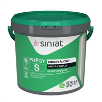 Enduit à joint prêt à l'emploi pour plaques de plâtre - Prégy S Siniat - glisse parfaite - seau de 25,0 KG