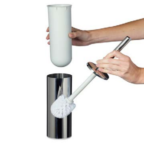 Porte-balayette mural en Inox pour WC - Tulia Rossignol - avec kit de fixation