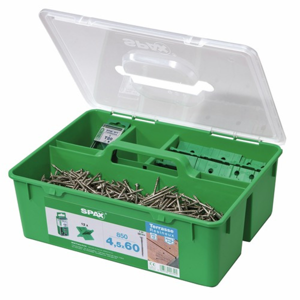 Kit de fixation pour terrasse bois résineux de 25/28 m² - vis Inox A2 Ø4.5 x 60 mm