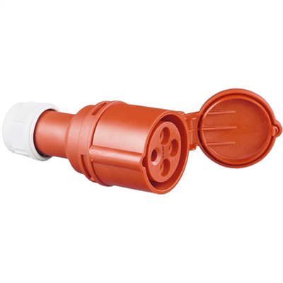 Prise prolongateur femelle à clapet pour 4 broches 3P+T en caoutchouc dur  - 32 A - 380 V - norme P17