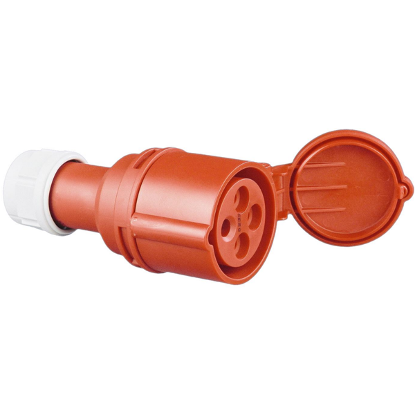 Prise prolongateur femelle à clapet pour 4 broches 3P+T en caoutchouc dur  - 32 A - 380 V - norme P17