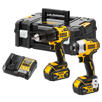 Ensemble de 2 machines Dewalt - perceuse visseuse à percussion DCD709 et visseuse à chocs DCF809 - En coffret TSTAK avec 2 batteries XR 18V 4Ah Li-Ion et chargeur