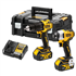 Ensemble de 2 machines Dewalt - perceuse visseuse à percussion DCD709 et visseuse à chocs DCF809 - En coffret TSTAK avec 2 batteries XR 18V 4Ah Li-Ion et chargeur