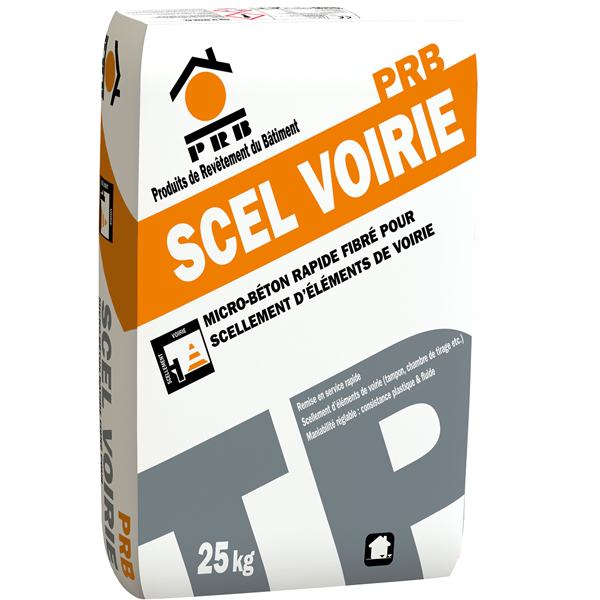 Micro-béton rapide fibré PRB Scel Voirie pour scellement d'éléments de voirie - noir - sac de 25 KG