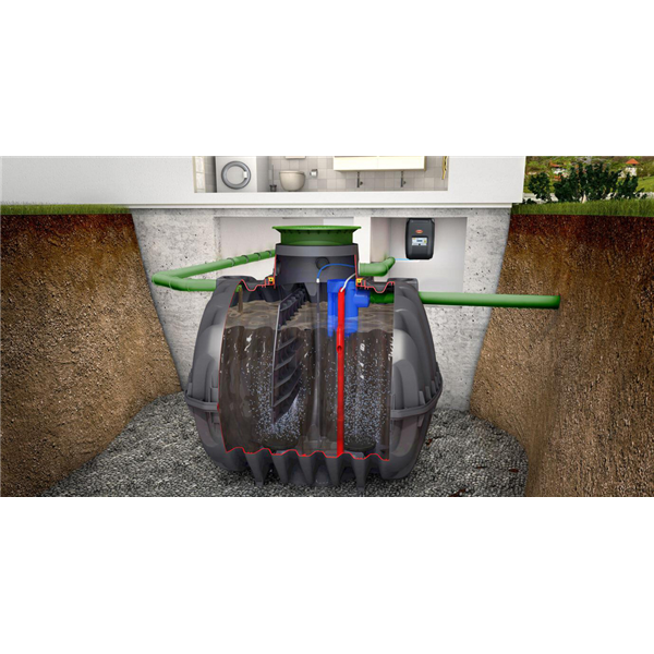 Micro-station d'épuration EasyOne 5EH passage piétons mini-dôme armoire interne