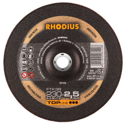 Disque à tronçonner acier et Inox FTK38 230 x 2.5 x 22.23 mm