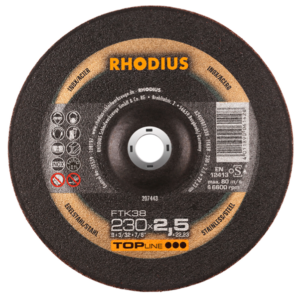 Disque à tronçonner acier et Inox FTK38 230 x 2.5 x 22.23 mm