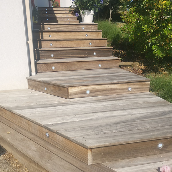 Lame de terrasse en bois exotique Padouk - faces lisses - 145 mm x 21,00 mm - Longueur 2,10 m