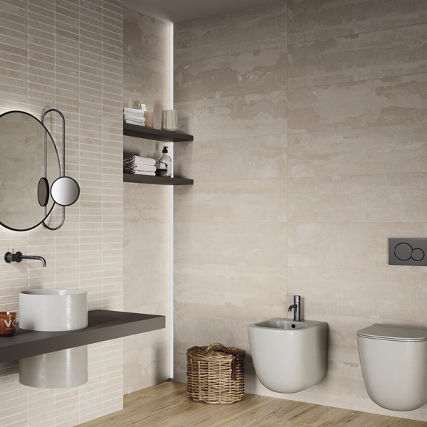 Faïence murale rectifiée effet béton Hoss - 30,0 cm x 90,0 cm - ép. 8,80 mm - coloris Taupe mat