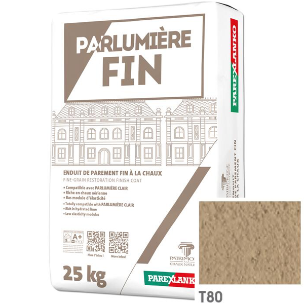 Enduit de parement à la chaux à grain fin Parexlanko Parlumière - Teinte T80 - Sac de 25 KG