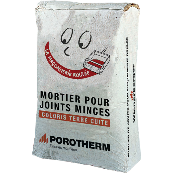 Mortier colle pour joint mince Porotherm - coloris terre cuite - Sac de 25,0 KG