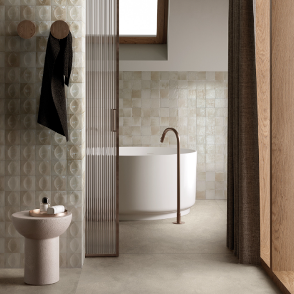 Faïence salle de bain effet zellige - Gleeze Glossy - 10,0 CM x 10,0 CM - ép. 10,00 MM - Beige