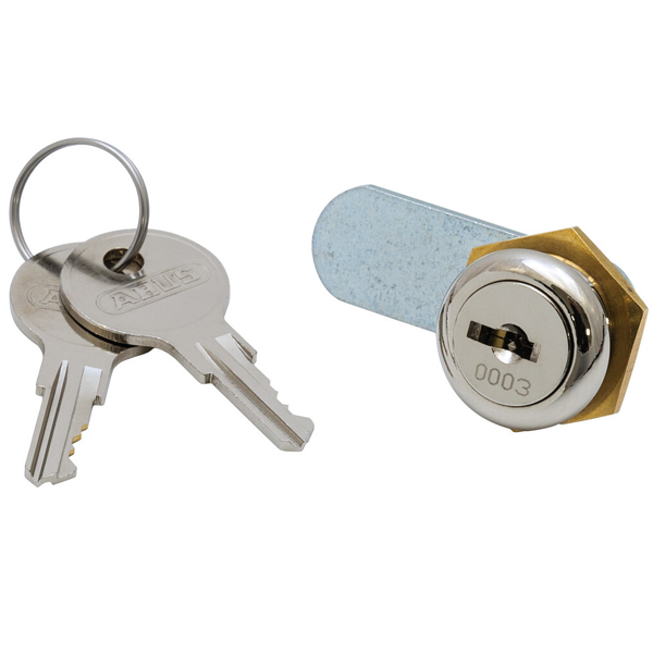 Serrure batteuse à came universelle Abus UHZ20 en zamack nickelé avec 2 clés - came de 37,9 x 16 mm