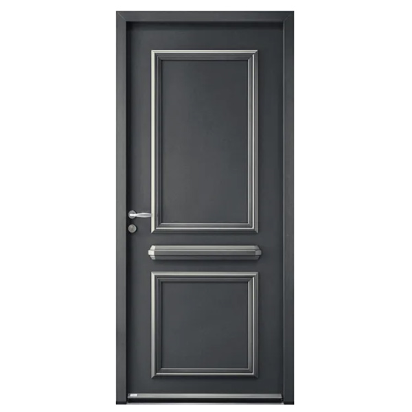 Porte d'entrée en acier laqué anthracite RAL7016 - Segovia 3 - serrure à relevage 4 rouleaux + 2 pênes centraux - Poussant droit