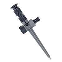 Arroseur sur pic pour arrosage jardin - Portée et buse réglable 0 à 360° - Plastique gris