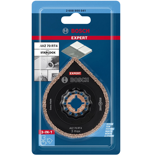 Lame segment carrelage enlève-mortier pour outil oscillant - Expert 3 Max AVZ 70 RT4 Bosch - 70 mm