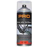 Aérosol zinc aluminium Gris brillant - Soudures et surfaces zinguées - Bombe de 400 ml - Auto-K