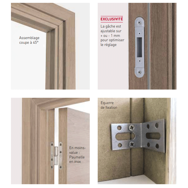 Kit huisserie Clypso Kreation pour porte âme pleine Kreation 204 CM x 73 CM M03A Righini - Main droite