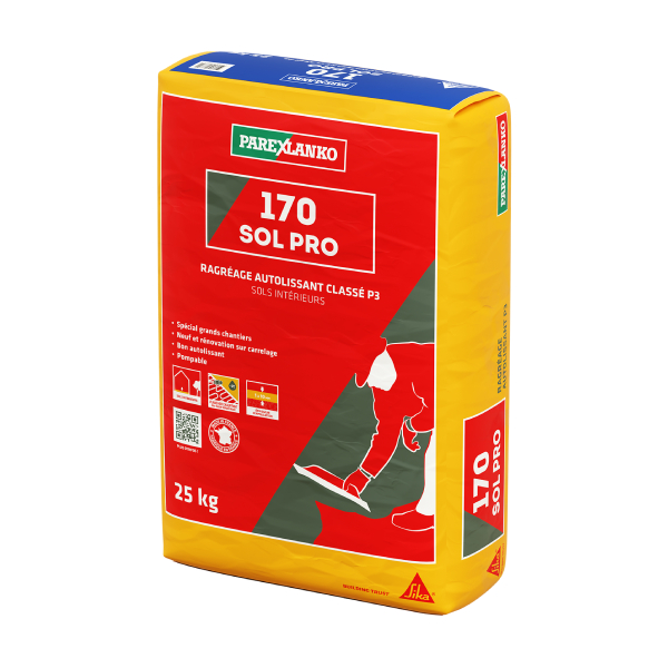 Ragréage autolissant pour sol intérieur - 170 SOL PRO - Classé P3 - Sac de 25 kg - Spécial grands chantiers