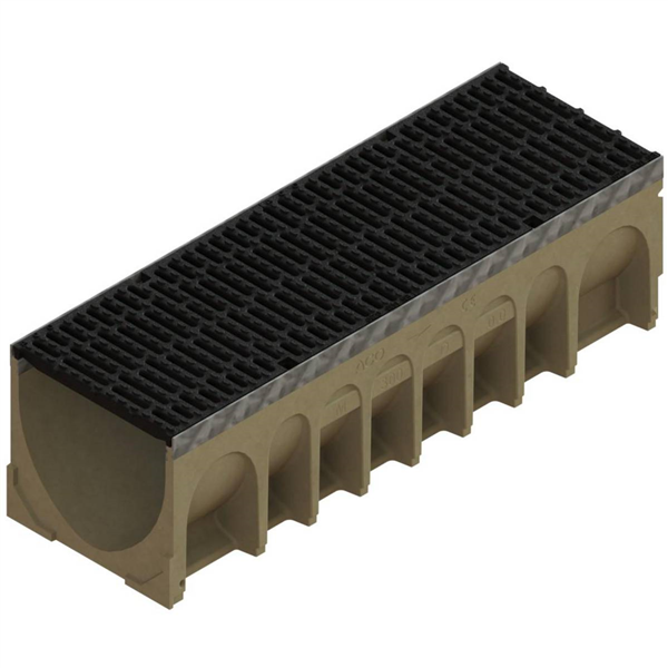 CANIVEAU BETON/POLYESTER 300MM GRILLE FONTE C250 L1M