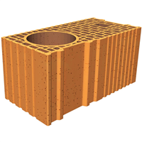 Brique poteau parasismique rectifiée isolante Porotherm R25 - RC 80  - 500,0 MM x 250 MM x 249,0 MM