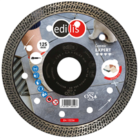 Disque diamant carreleur ultra fin Ø 125 mm - UF Edilis - Grès cérame, céramique, faïence et carrelage - Alésage 22,23 mm