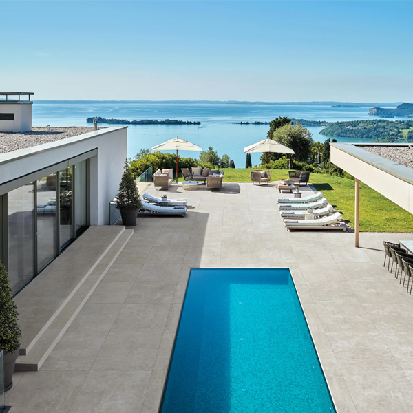 Carrelage extérieur en grès cérame rectifié effet béton Boost - 120 cm x 120 cm - ép. 20 mm - White