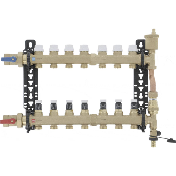 Collecteur S2 Ø 1"- 7 circuits *6626G7* Ensemble complet en Laiton