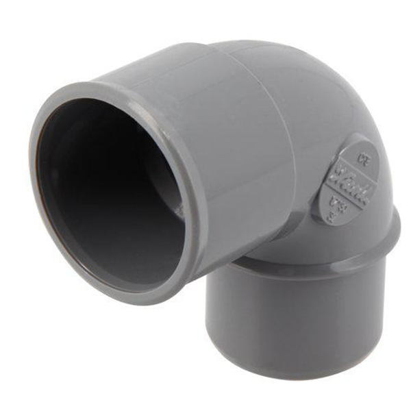 Coude PVC Nicoll - Angle 87°30 - À coller - Mâle-femelle - Diamètre Ø 32 mm - Gris