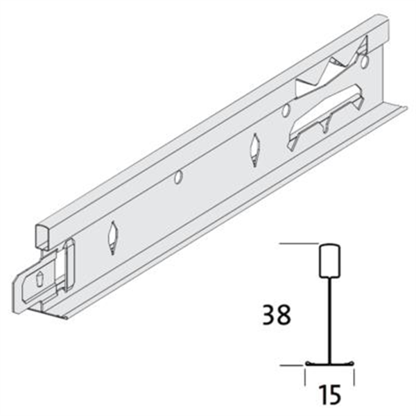 Porteur pour plafond suspendu Quick Lock Clip-On T15 - 38 x 15 mm - longueur 3,00 m - laqué Blanc