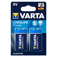 Pile alcaline - Varta 6LR61 Long Life Power - 9V - Longue durée - Lot de 2 piles